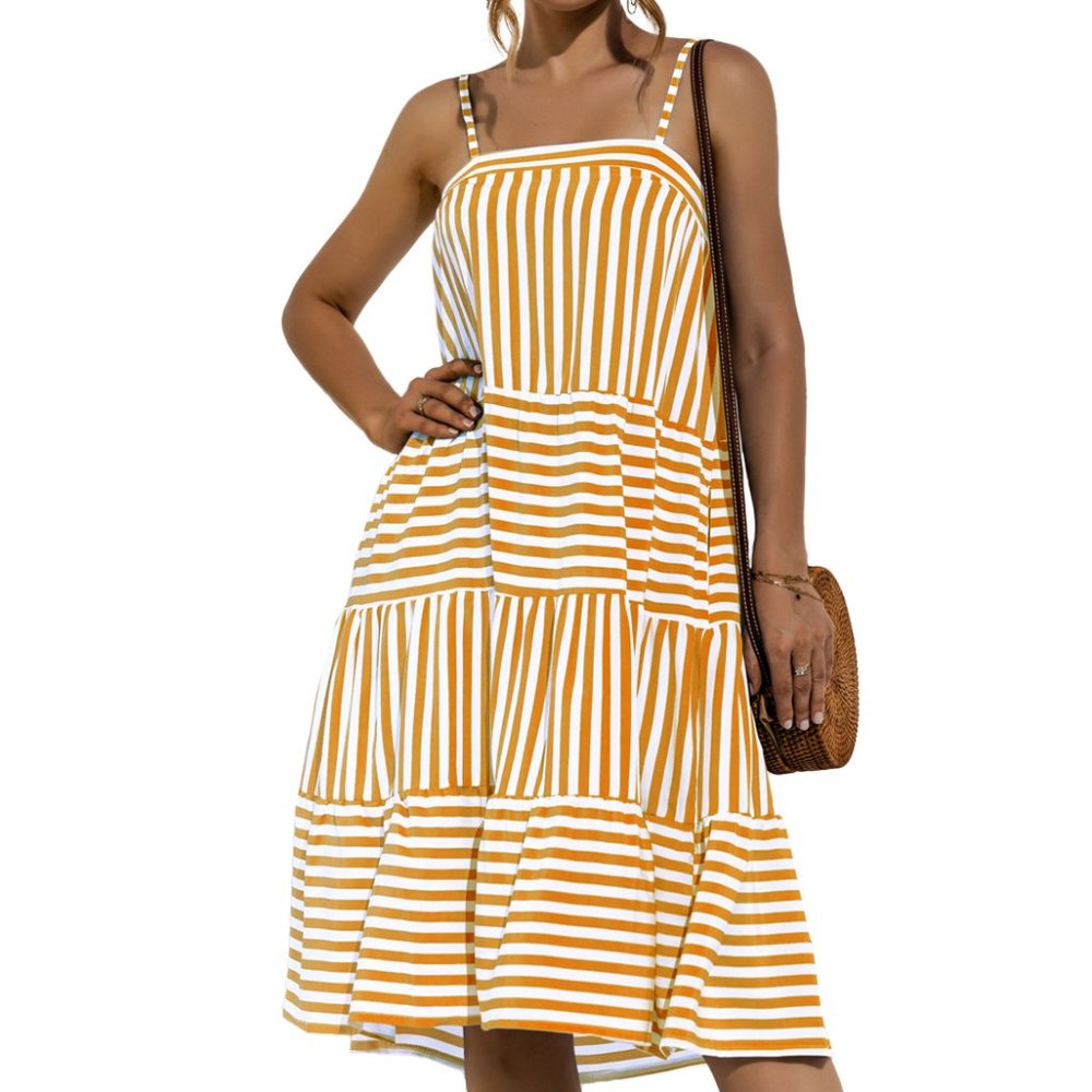 Striped Spring Ruffle Babydoll Dress